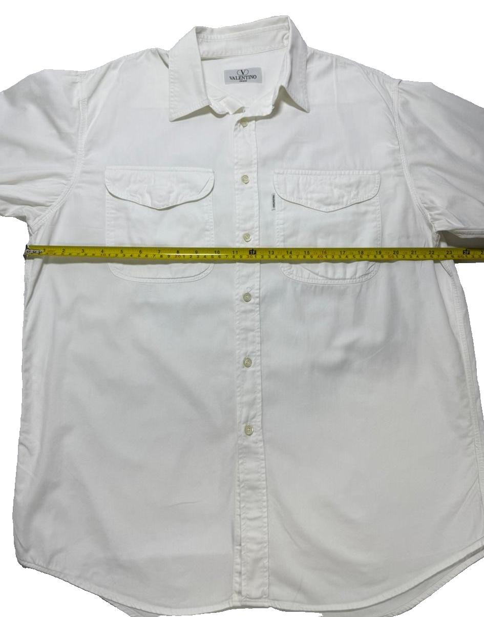 Valentino Jeans Men's Long Sleeve Shirt | Size: M | White | Botton Up