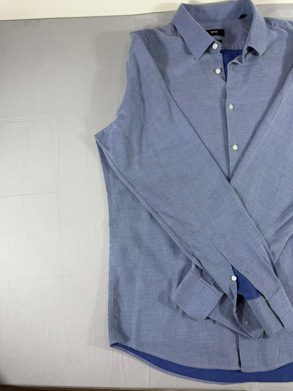 Hugo Boss Men's Button Up Shirt Medium M Blue Long Sleeve Regular Fit