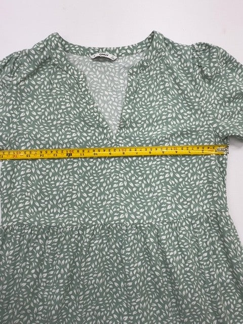 Only Life Green Floral A-Line Midi Dress S Casual Spring