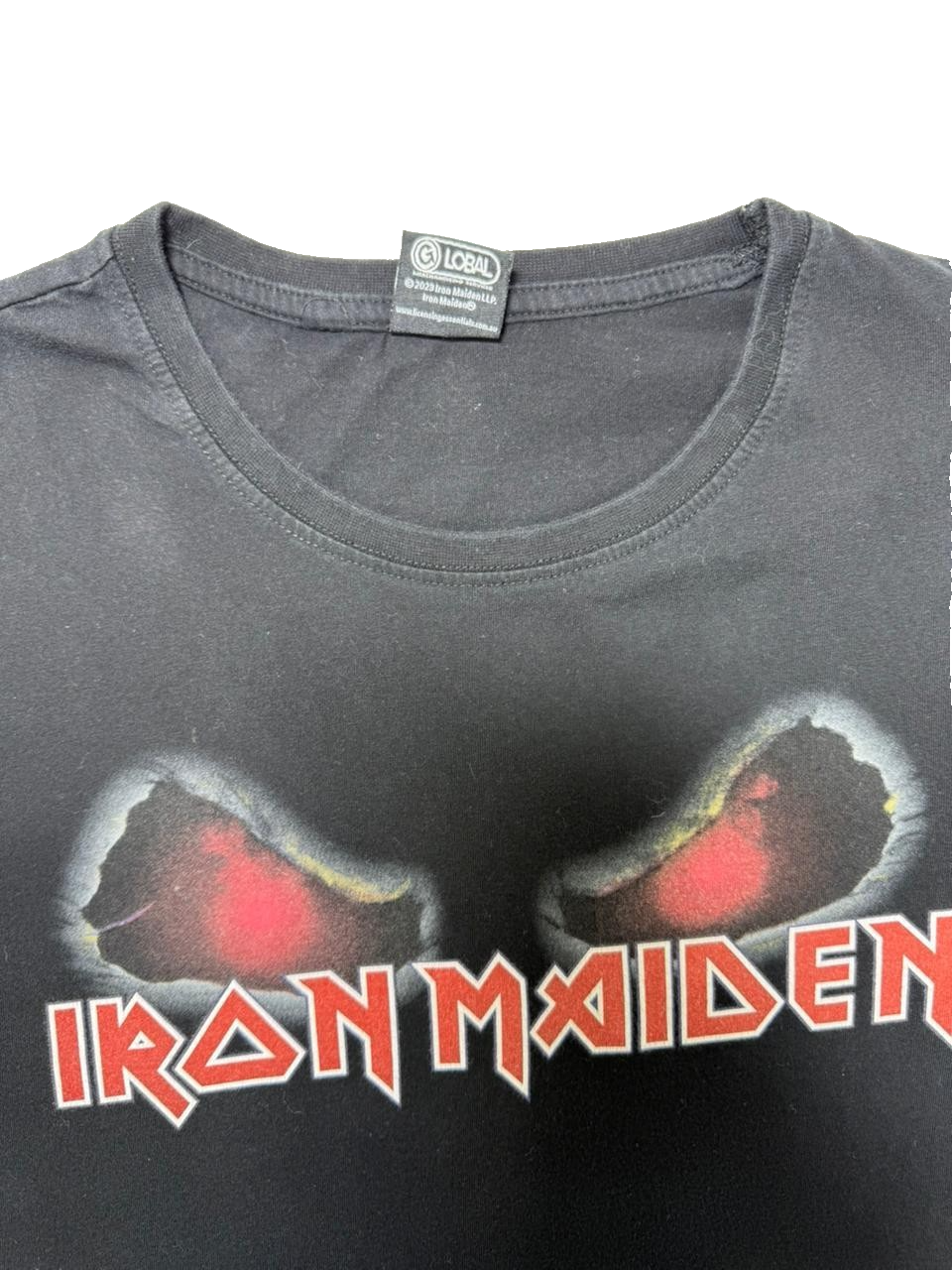Iron Maiden Distressed Logo T-Shirt Black Men's Size M