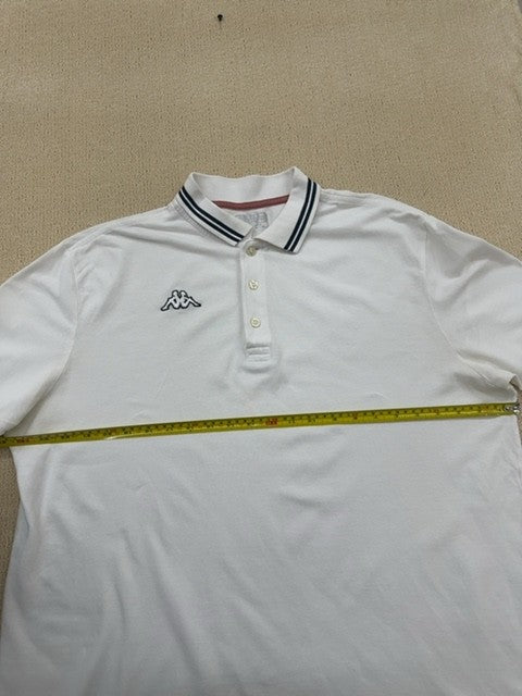 Kappa Men's XL White Cotton Short Sleeve Polo Shirt Button Collar