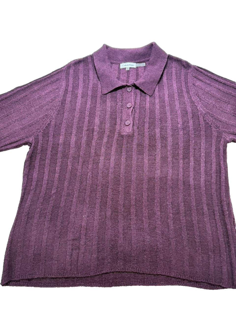 Calvin Klein Women's Polo Nylon Acrylic Short Sleeve Sweater