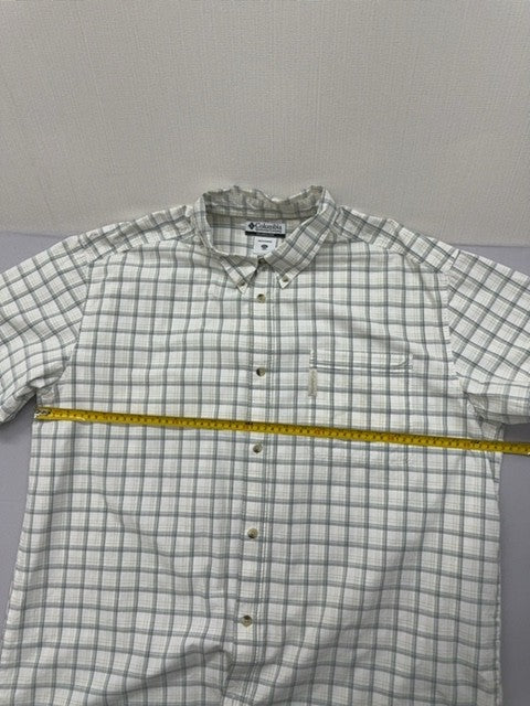Columbia XXL White Plaid Cotton Button-Down Shirt