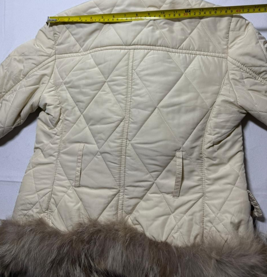 Vero Moda Women's Cream Quilted Jacket With Faux Fur Trim & Collar Size 44