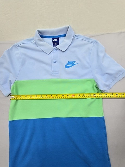 Nike Men's S Short Sleeve Polo Dri-FIT Color Block Light Blue Green DB