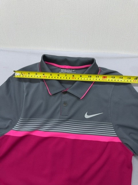 Nike Tour Performance Golf Polo Grey/Pink Stripe S Dri-FIT NWT