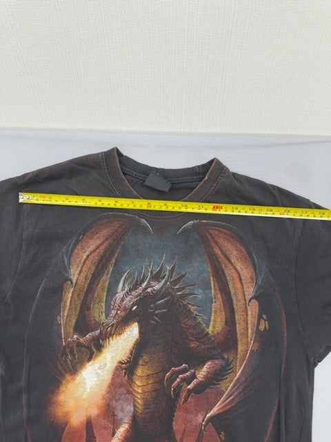 Spiral Black Dragon Fantasy Men's T-Shirt M Cotton Crew
