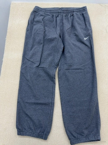 Nike Unisex Gray Fleece Sweatpants XL Elastic Waist Cuffed