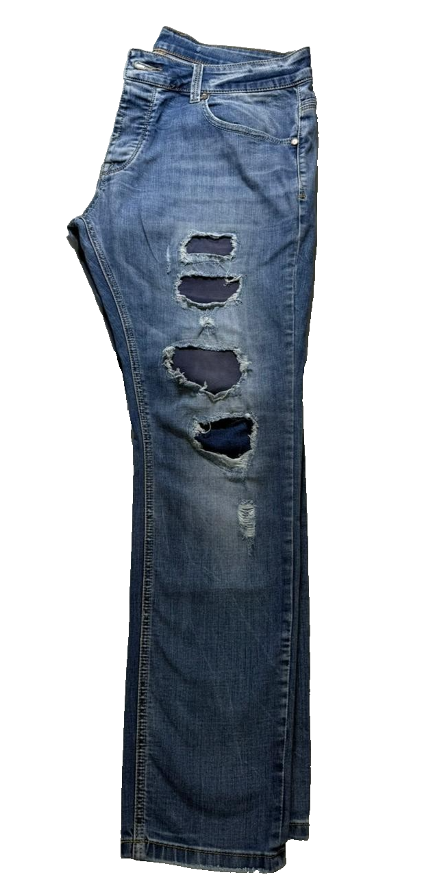 Stone Island Men's Distressed Ripped Jeans Blue Denim Slim Fit size W39 L40