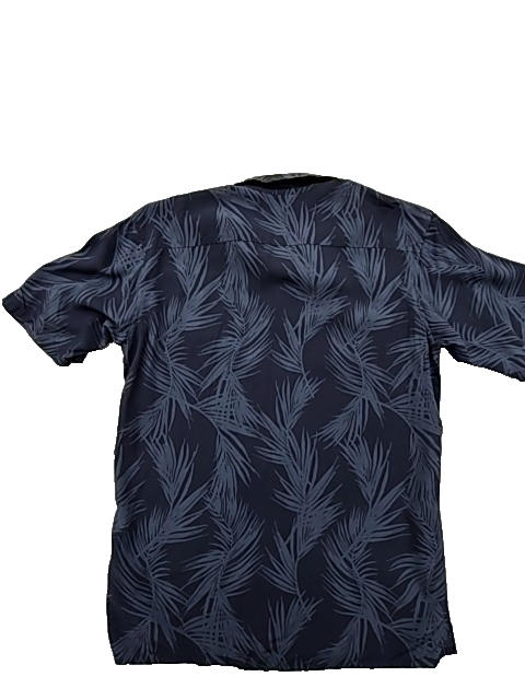 Uniqlo Men's Navy Hawaiian Leaf Rayon Shirt Size S Short Sleeve