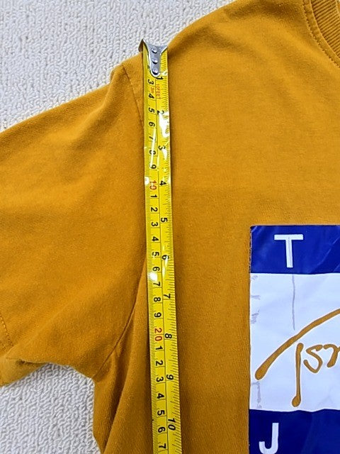 Tommy Hilfiger Men's Yellow XL Short Sleeve Flag Logo Cotton T-Shirt Relaxed