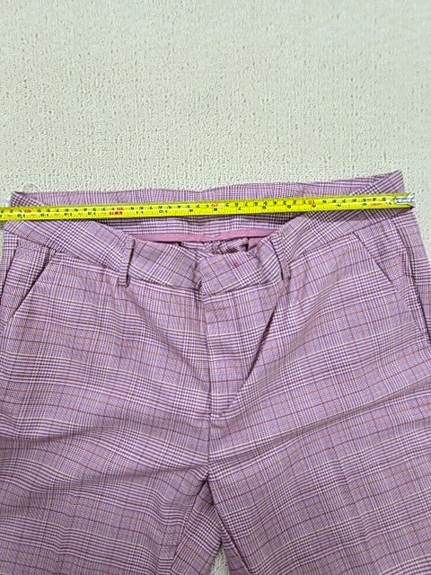 Reiko Women's Pink Plaid Liv Fancy Straight Trousers Size 32