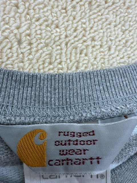 Carhartt Men's Grey Stripe Crewneck Sweatshirt S Long Sleeve