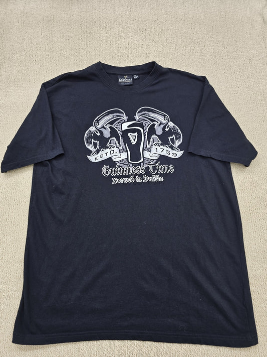 Guinness Men's Black T-Shirt – Size XL, Short Sleeve, Cotton