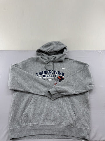 Nike Men's XL Heather Gray Fleece Pullover Hoodie Thanksgiving Rivalry