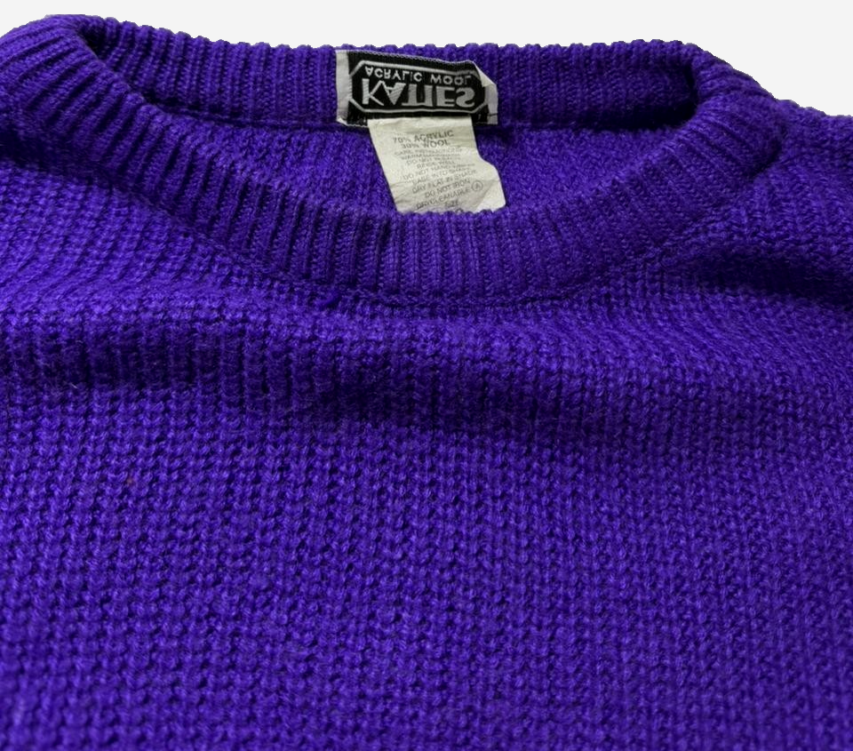 Katies Acrylic Wool Sweater Ribbed Knit Purple Women's Luxury | Size 12
