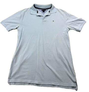 Light Blue Tommy Hilfiger Men's Regular Fit Cotton Pique Polo Shirt - Size L