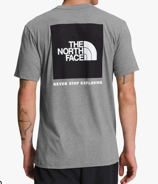 Mens North Face Grey Men�S Tee Xl Back Box Logo Outdoor Shirt