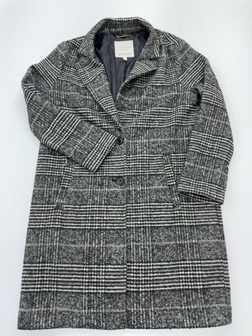 Tom Tailor Denim Men Black White Plaid Wool Peacoat Size M Regular