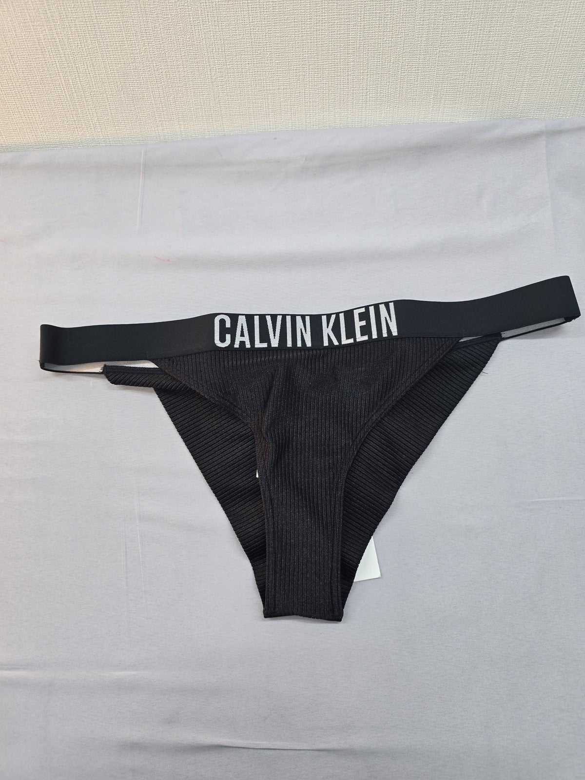 Calvin Klein Women's Black Ribbed Bikini Bottom L