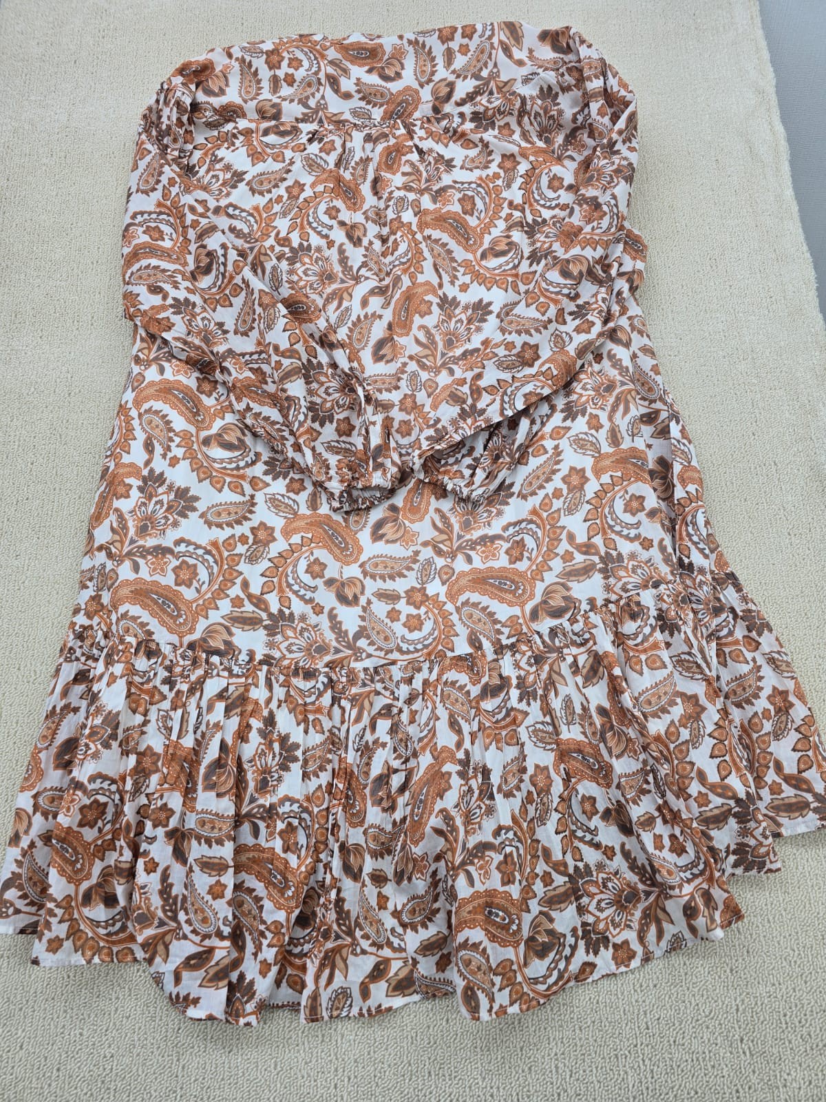 Maje Orange Paisley Long Sleeve Ruffle Top M Women