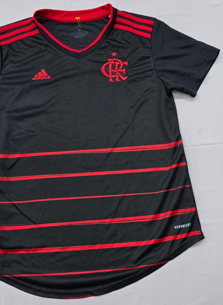 Adidas Men's Black Red Flamengo Soccer Jersey M Short Sleeve
