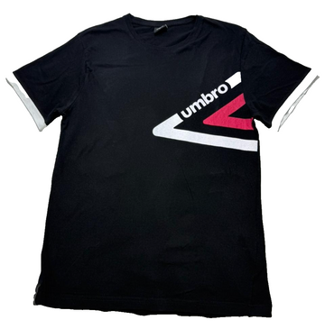 Umbro T-Shirt Black White Red Graphic Logo - Size L