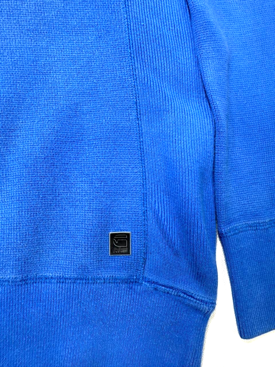 G-Star Raw Unisex Hudson Blue Foxy Logo Bhashor Fleece Lined Pullover Hoodie - M
