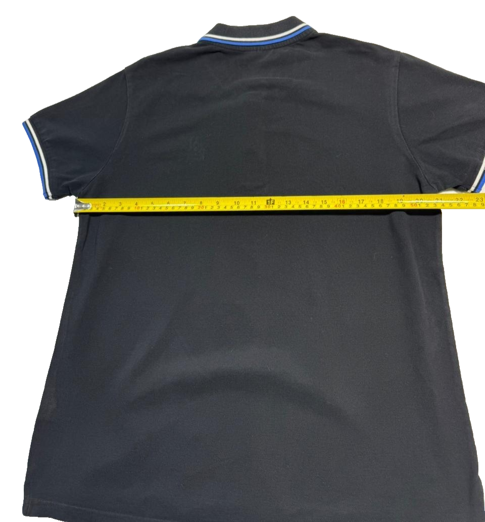 Kappa Men's Black Pique Polo Shirt Embroidered Blue Logo Short Sleeve Size L