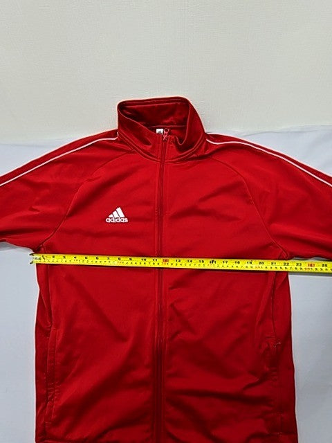 Adidas Men's Red Track Jacket XL Polyester Zip 3-Stripes Athletic