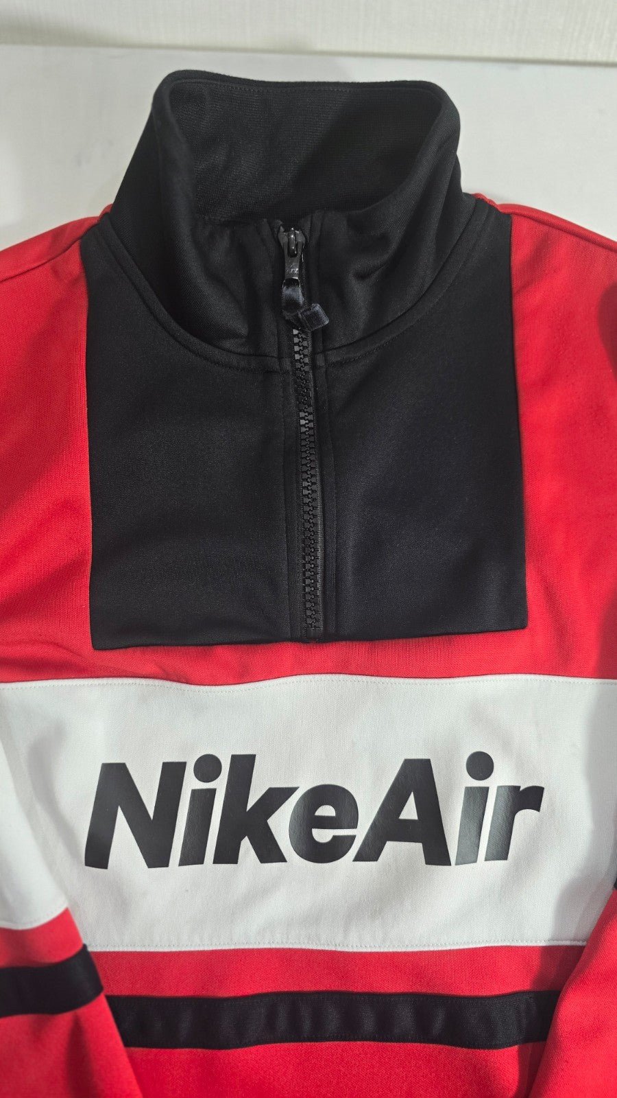 Nike Air Half Zip Sweatshirt Red Black White Pullover Athletic Top Medium