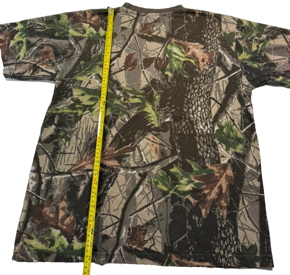 Camo Tree Pattern T-Shirt | Camouflage Leaf Print | Men's Outdoor Style, XL