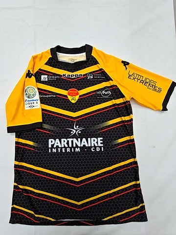Kappa Men's XL Black/Yellow/Red Striped Rugby Jersey Short Sleeve