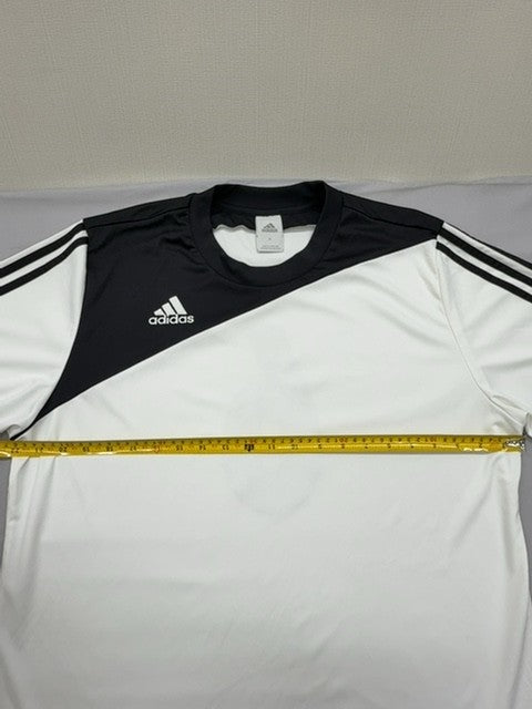 Adidas Men's White Black Striped Soccer Jersey Short Sleeve XL Polyester