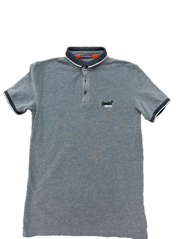 Superdry Premium City Polo Grey Small Short Sleeve Men's City Fit Pique