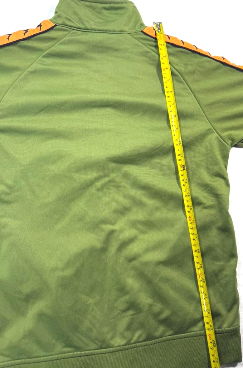 Kappa 222 Banda Anniston Slim Track Jacket In Green With Orange - Size M