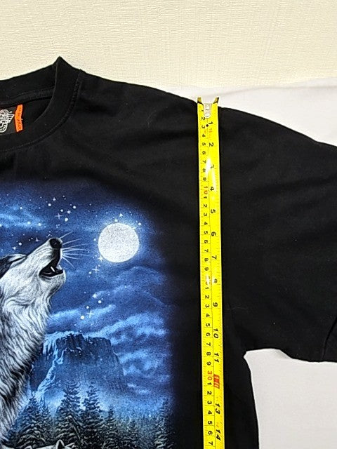 Rock Eagle Men's Glow Wolf Howling Moon Black T-Shirt XL Vintage
