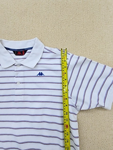 Robe Di Kappa Men's Polo Short Sleeve White Striped Cotton Medium