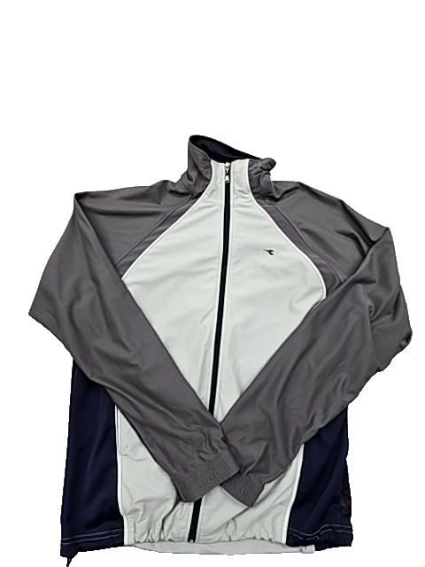 Diadora Men's Track Jacket Legacy L White Grey Navy Vintage