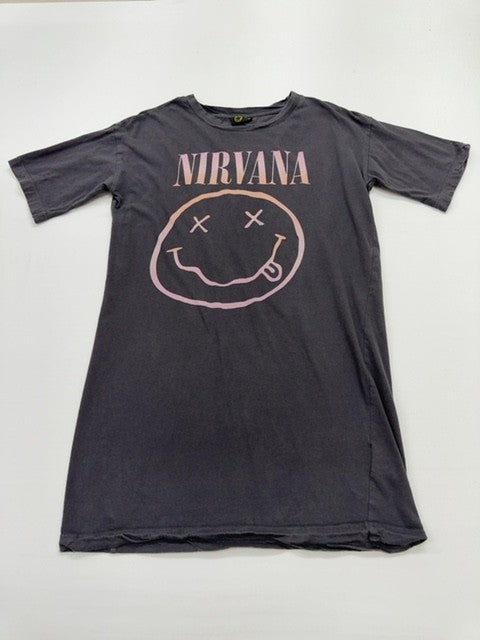 Nirvana Boys Charcoal Smiley Graphic T-Shirt Youth XS 34 Regular