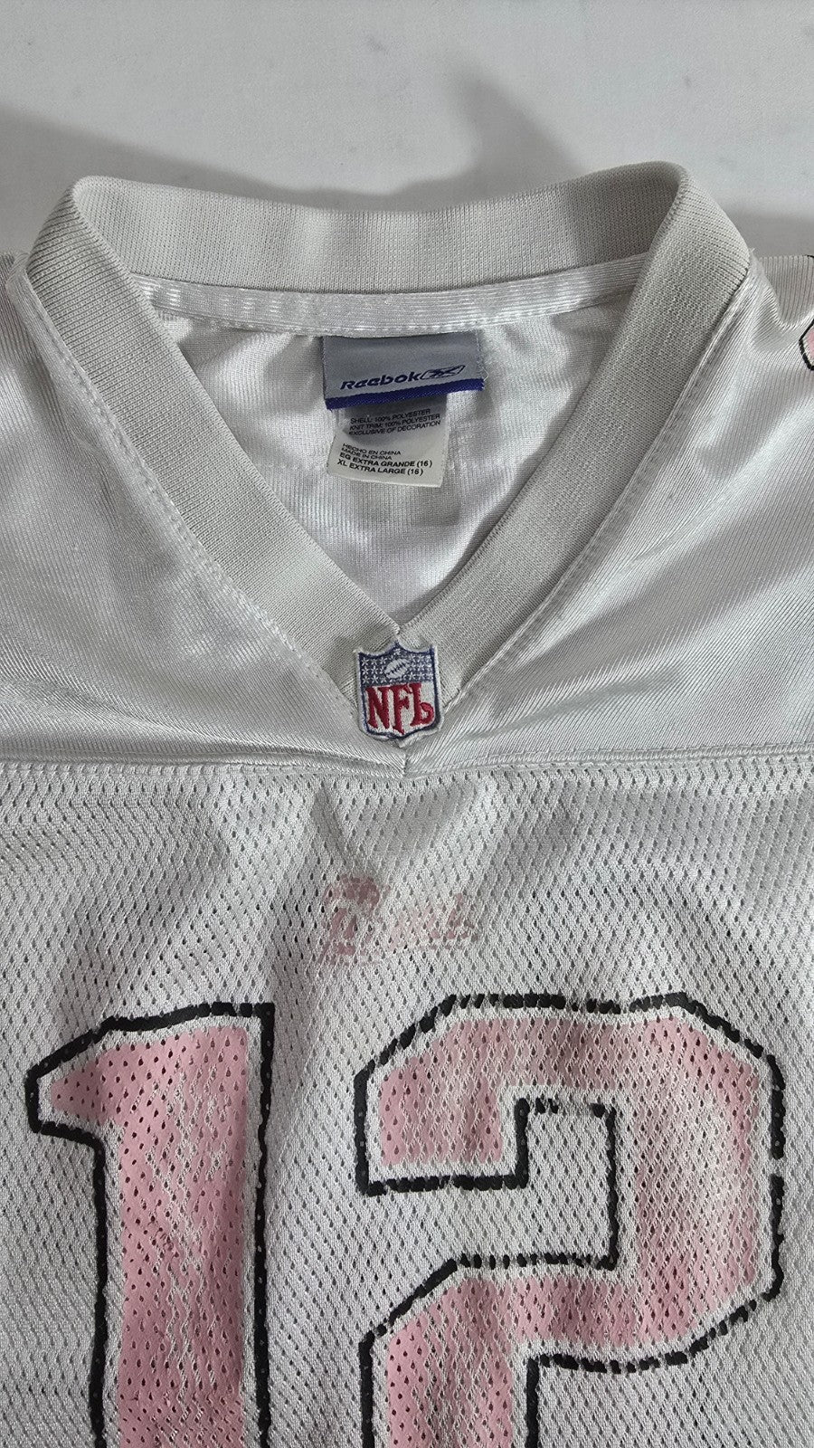 Reebok NFL Jersey Men's XL White Pink Mesh Football Shirt #12