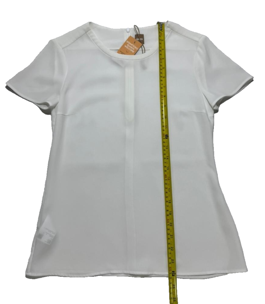 Hugo Boss Women's Blouse White | Short Sleeves Top | Made In Poland | Size:2