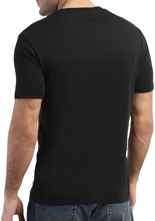 Levi'S Black T-Shirt Red Batwing Logo Classic Cotton Unisex Size M