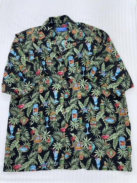 Concepts Men's Black Multi Floral Hawaiian Shirt XL Regular
