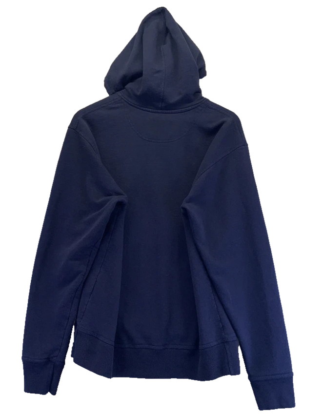 Champion Navy Blue Pullover Hoodie Small Logo Gray Lined Hood Sweatshirt Size S