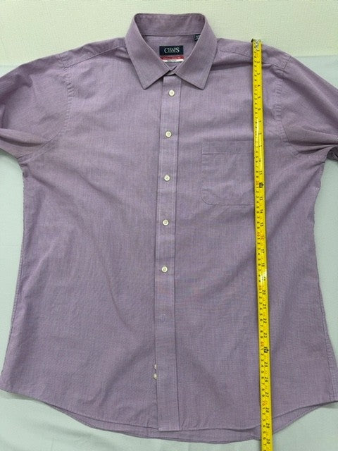 Chaps Men's Purple Check Dress Shirt L 16-16.5" 34/35 Wrinkle Free