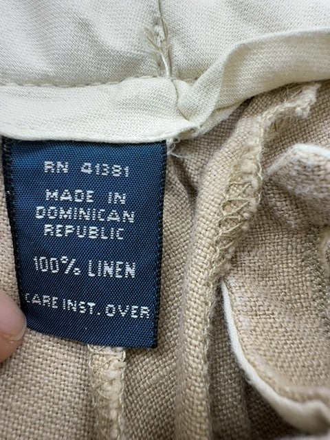 Polo Ralph Lauren Men's Beige Pleated Linen Pants Straight Leg Reg