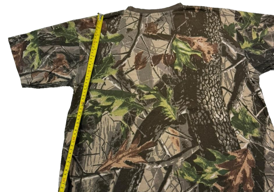 Camo Tree Pattern T-Shirt | Camouflage Leaf Print | Men's Outdoor Style, XL