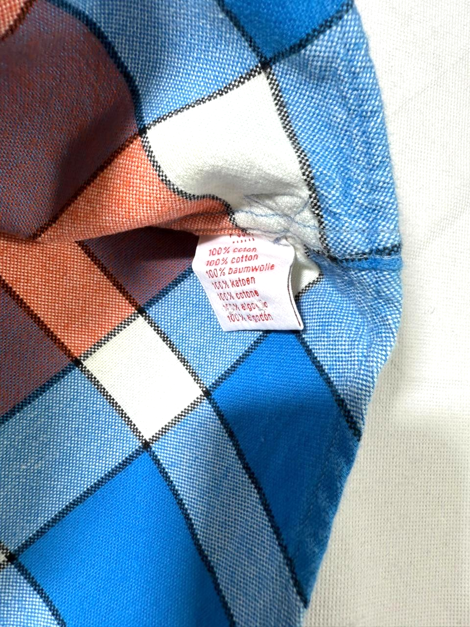 Lacoste Live Men's Long Sleeve Button Down Shirt Plaid Check Blue Orange White