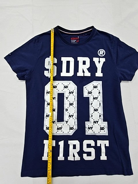 Superdry Vintage Label Navy L Men's Cotton T-Shirt Relaxed Fit Logo
